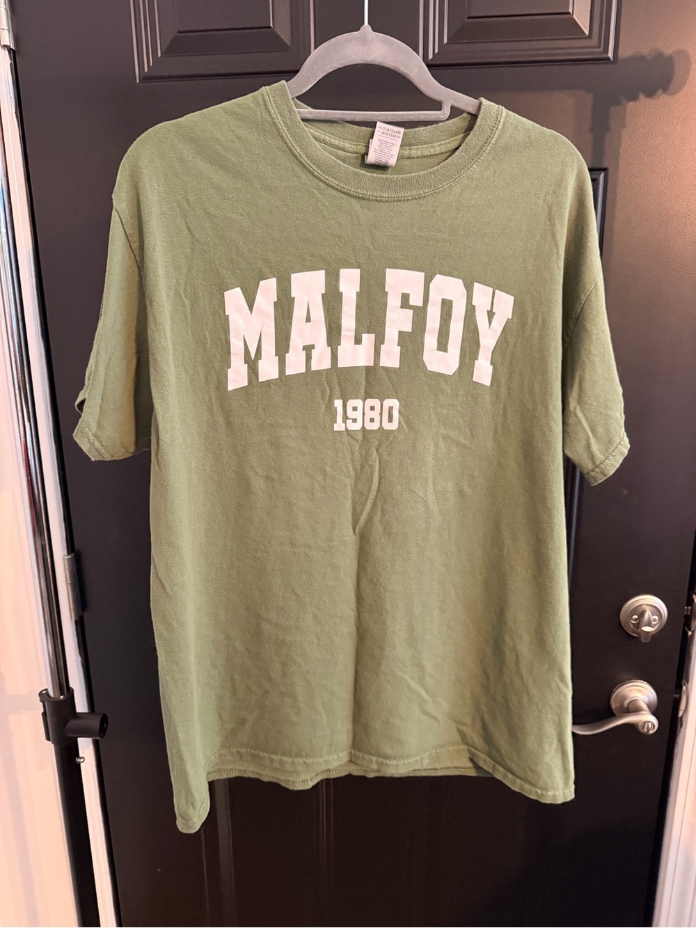 Gildan Olive Green Tee with White Malfoy Graphic